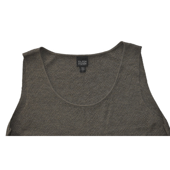 A3 Auth EILEEN FISHER Brown Wool Knit Scoop Neck Tank Top Size L - Picture 5 of 6